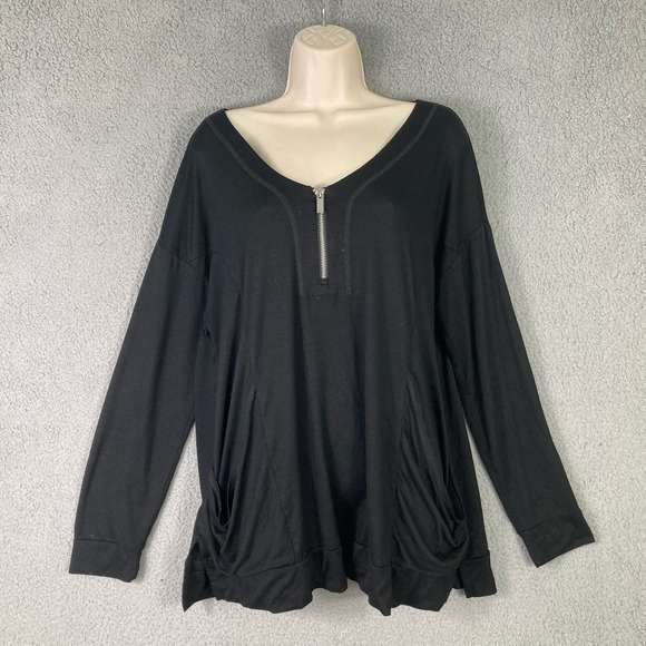 Cable & Gauge Black Blouse Viscose‎ Spandex Long Sleeve Women's L Soft & Drapey - Picture 5 of 11